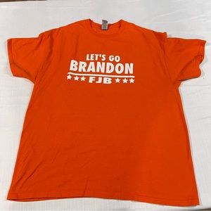 Men’s Let’s Go Brandon FJB gildan XL orange tshirt
